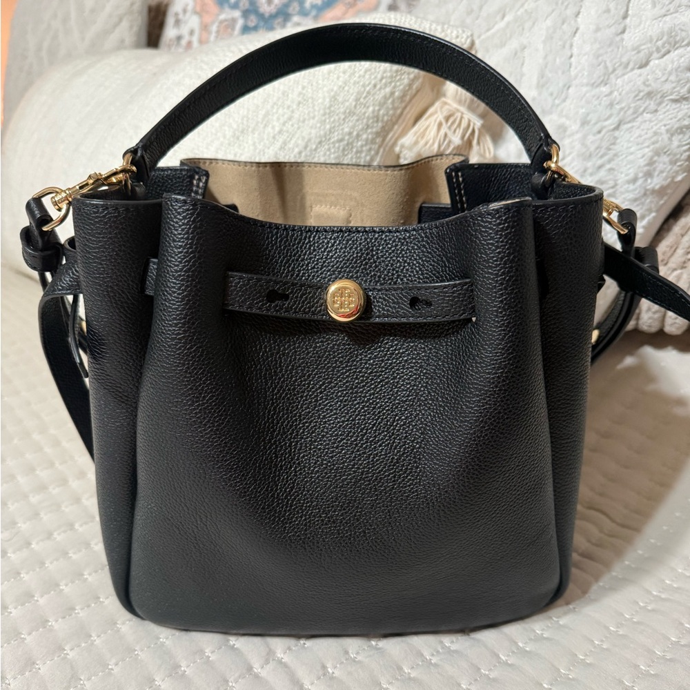 Tory Burch “ROMY “ Black Leather crossbody or shoulder bag.